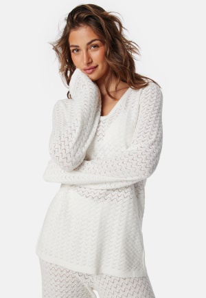 VERO MODA Vmiberia Ls V-neck Long Knit B Snow White L