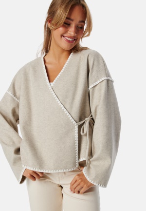 VILA Virise Cardigan Birch Det:white Chain Stitch 40