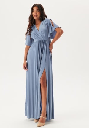 Bubbleroom Occasion Butterfly Sleeve Soft Gown Dusty blue S