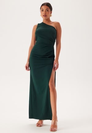 Se Bubbleroom Occasion One Shoulder Maxi Dress Dark green XXL ved Bubbleroom