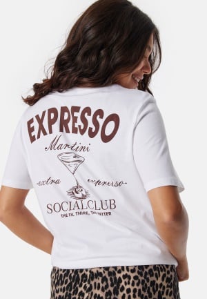 Se Pieces Pcaja Ss O-neck Tee Bright White Print:br Expresso L ved Bubbleroom