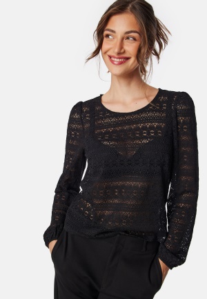 Se VILA Vichikka O-neck L/S TOP Black 2XL ved Bubbleroom