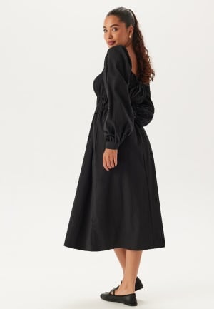 Se BUBBLEROOM Smock Midi Dress Black XL ved Bubbleroom