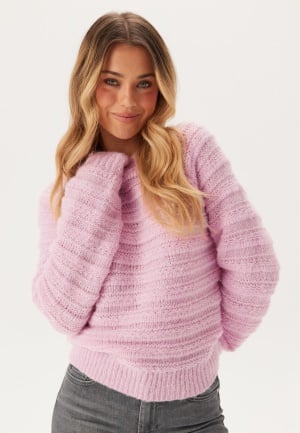 Se Pieces Pcjayda Ls O-neck Knit Pink Lavender XL ved Bubbleroom