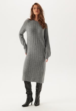 Se Pieces Pcmaggy Ls Knit Dress Noos Medium Grey Melange XL ved Bubbleroom