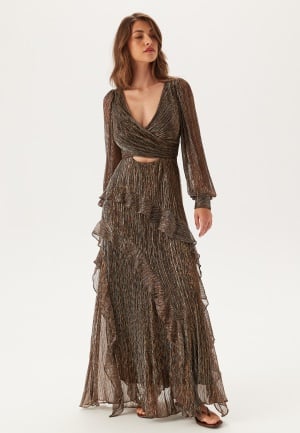 Se FOREVER NEW Spencer Plisse Ruffle Midi Bronze 40 ved Bubbleroom