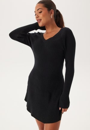 Pieces Pcprista Ls V-neck Knit Dress Black XS