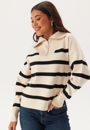 VERO MODA Vmsaba Stripe Ls Highneck Blouse Birch Stripes:black L