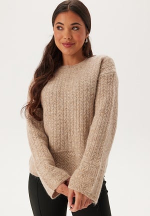 SELECTED FEMME Slfalva Structure Ls Knit O-ne Irish Cream Detail:birch XL