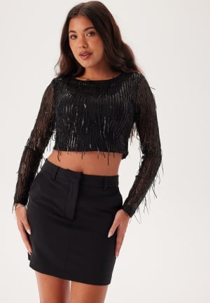 Se ONLY Onlspacy Ls Cropped Sequins To Black/Black sequins XL ved Bubbleroom