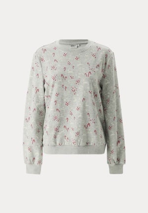 ONLY Onlchristmas L/S O-NECK  Light Grey Melange Aop:hearts S