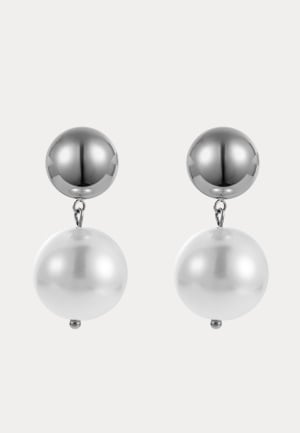 BY JOLIMA Jolie Pearl Earring, Steel silver Onesize