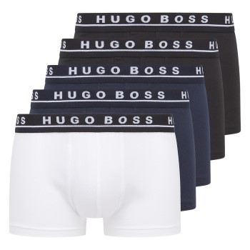 BOSS 5P Cotton Boxer Trunks A Sort/Blå bomuld X-Large Herre