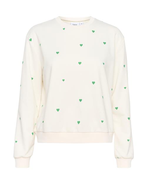 SAINT TROPEZ Sweatshirt 'Dagna'  grøn / hvid