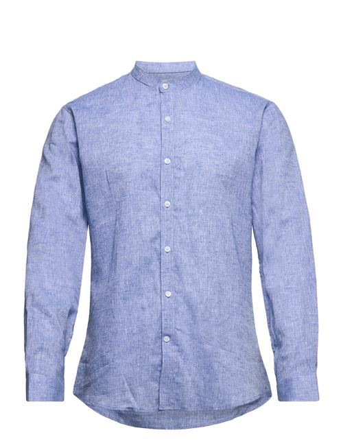 Lindbergh Mandarin Linen Blend Shirt L/S Lindbergh Blue