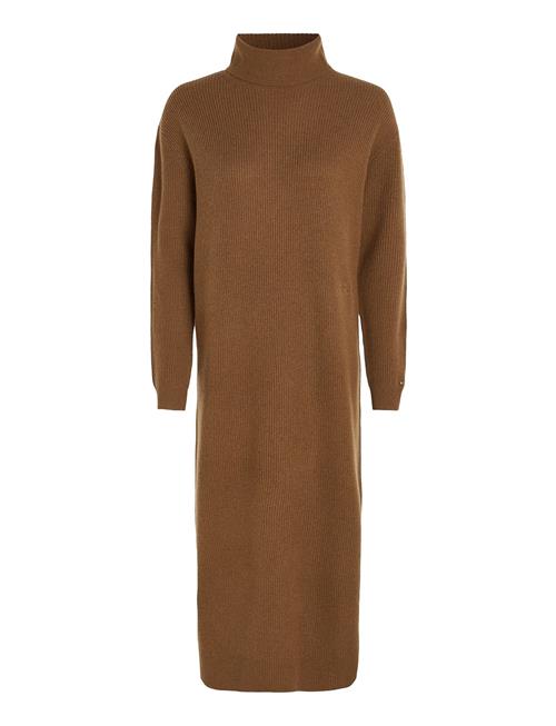 Tommy Hilfiger Md Wool Cash Roll-Nk Midi Dress Tommy Hilfiger Brown