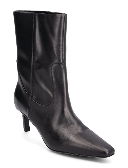 Mango Leather Boots With Kitten Heels Mango Black