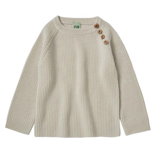 FUB Ecru Merino Uld Rib Sweater i Strikket Design |  | 100 cm