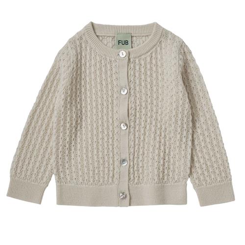 FUB Baby Pointelle Cardigan Ecru 62 cm  Creme  62 cm  kvinde