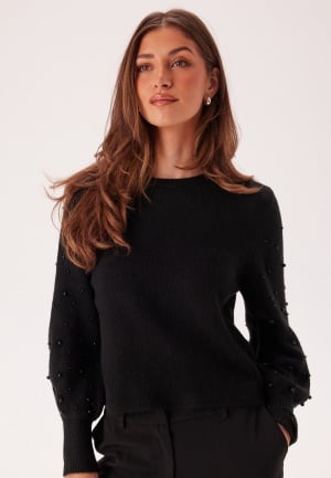 ONLY Onlkinne Ls Pearl Detail O-nec Black Detail:dtm Pearls M