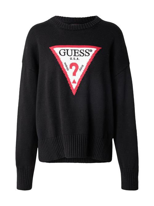 GUESS JEANS Pullover  mørkerød / sort / hvid