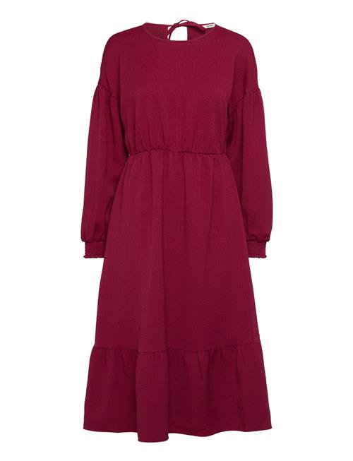 Esprit Casual Flounced Midi Dress, Lenzing™ Ecovero™ Esprit Casual Burgundy