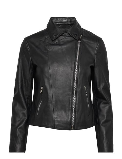 Mango Leather Biker Jacket Mango Black