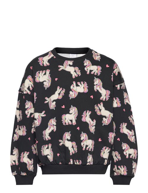 Lindex Sweatshirt Aop Unicorn Lindex Black