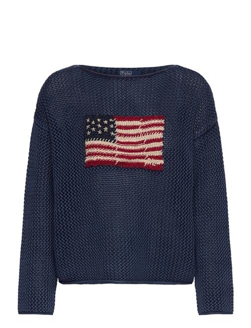 Polo Ralph Lauren Flag Pointelle Cotton-Linen Sweater Polo Ralph Lauren Blue