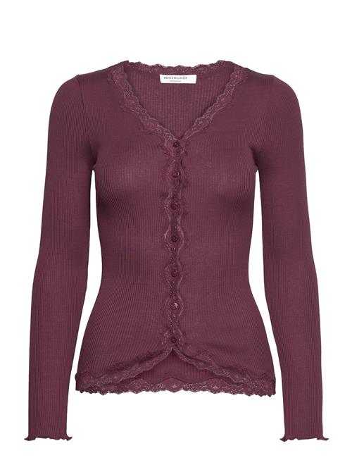 Rosemunde Rwbabette Ls V-Neck Regular Lace Ca Rosemunde Burgundy