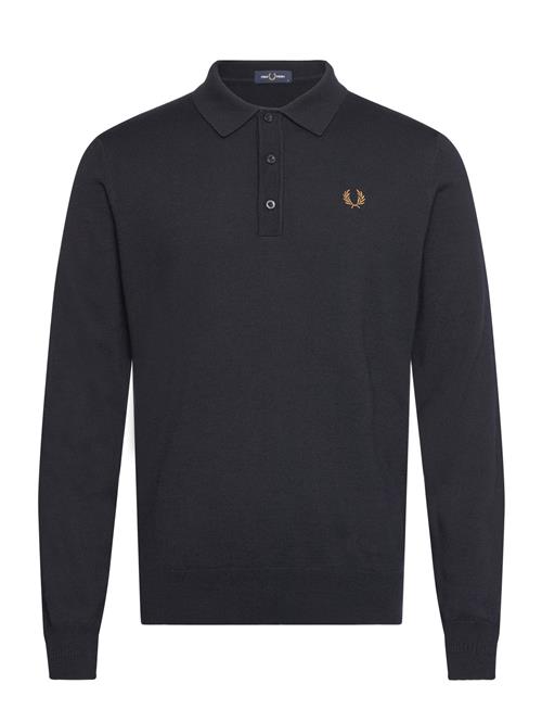 Classic Knitted Shirt Ls Fred Perry Navy