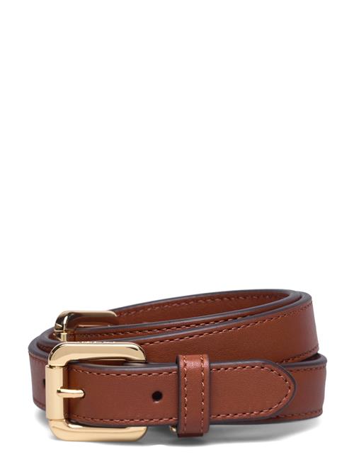 Lauren Ralph Lauren Leather Double-Buckle Skinny Belt Lauren Ralph Lauren Brown