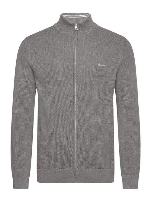 Cotton Pique Zip Cardigan GANT Grey