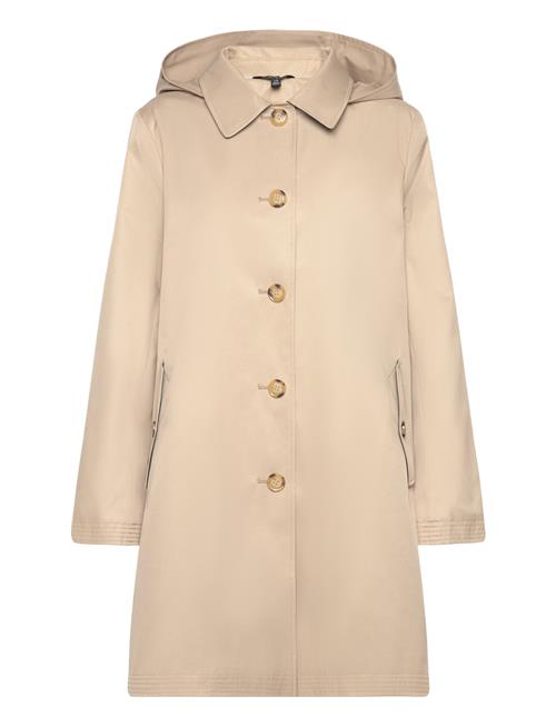 Lauren Ralph Lauren Hooded Cotton-Blend Balmacaan Coat Lauren Ralph Lauren Beige