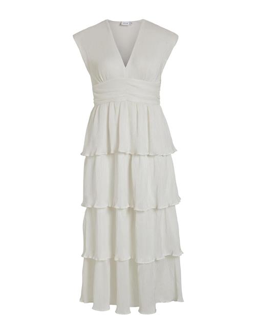 Vila Vilillian V-Neck Plisse Ankle Dress/Dc Vila White