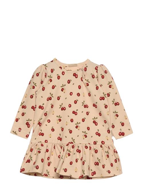 Petit Piao Dress L/S Gather Printed Petit Piao Beige