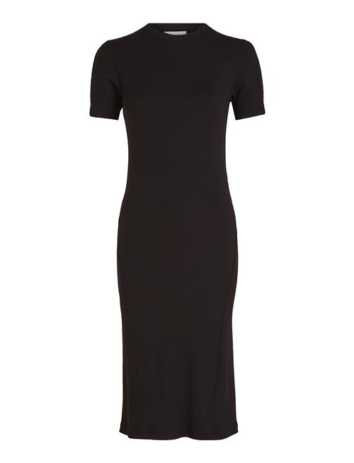 Modal Rib Slit Detail Midi Dress Calvin Klein Black