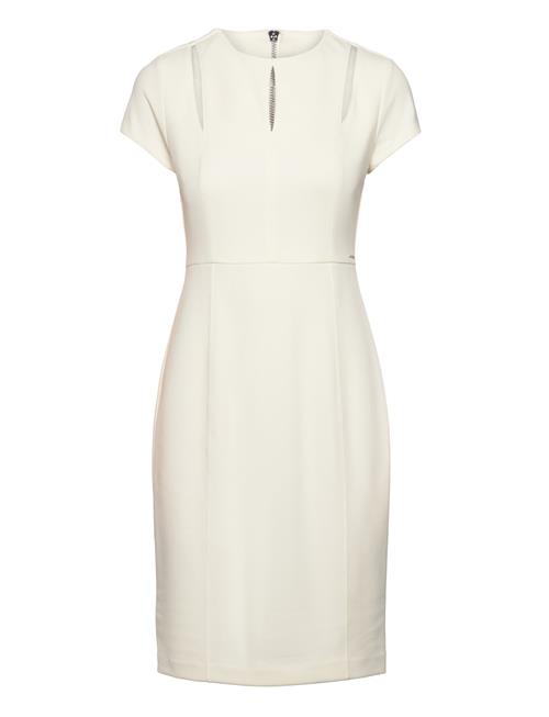 Calvin Klein Scuba Crepe Ss Cut Out Dress Calvin Klein White