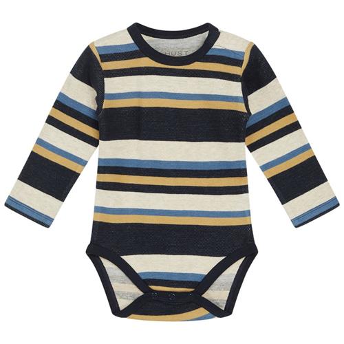 Hust&Claire GOTS Buster Babybody Beige Melange | Marine blå | 56 cm