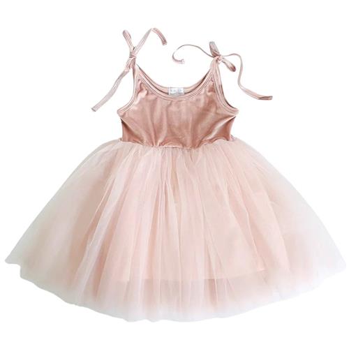 DOLLY by Le Petit Tom Dolly Universe Velvet Cosmic Strings Tutu Dress Pink | Lyserød | 0-1 years