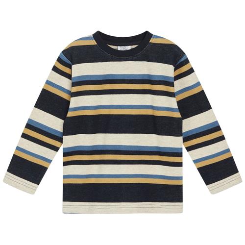 Se Hust&Claire Anton Stribet Langærmet T-shirt Navyblå | Marine blå | 56 cm ved Babyshop