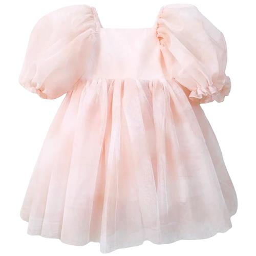 DOLLY by Le Petit Tom Dolly Dreamy Babydoll Puff Dress Pink Clouds | Lyserød | 4-6 years