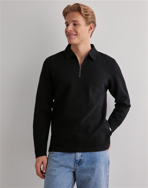 Selected Homme Slhmarc Rib Ls Polo Langærmede polotrøjer Sort