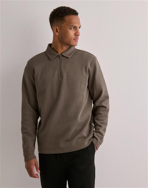 Selected Homme Slhmarc Rib Ls Polo Langærmede polotrøjer Beige