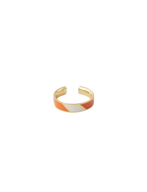 Striped Candy Ring Design Letters Orange