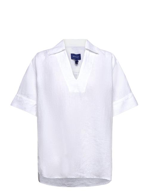 GANT Rel Pop Over Linen Ss Shirt GANT White