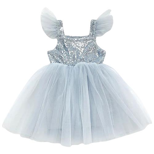 DOLLY by Le Petit Tom Dolly Universe Sequin Glitter Galaxy Tutu Dress Silver Grey | Sølv | 1-3 years