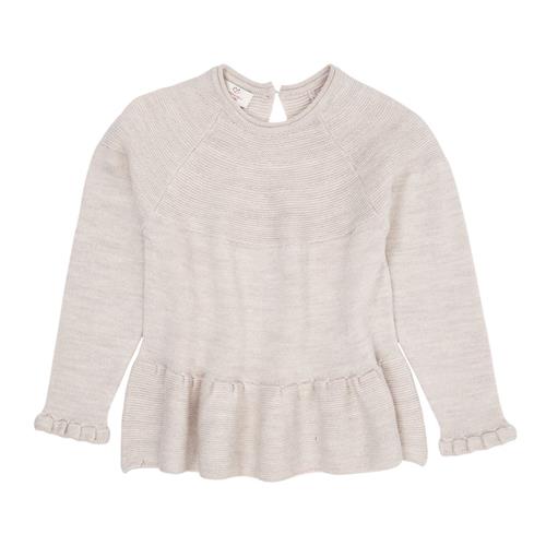 Copenhagen Colors Merino Knit Blouse with Frill  Pale Cream Melange |  | 92 cm