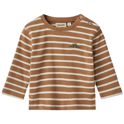 Wheat Stribet langærmet T-shirt 5078 Caramel Stripe | Brun | 80 cm