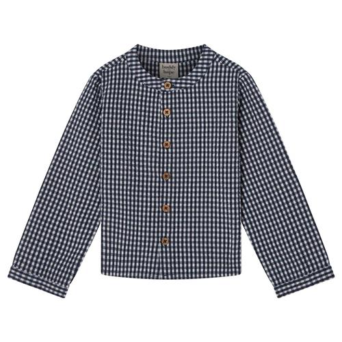 Buddy & Hope August LS Shirt Seersucker Navy Check | Marine blå | 86/92 cm